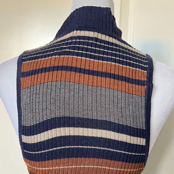 COTTON ON Orange Blue Striped Sleeveless Turtleneck Knit Sweater Top Size Medium - Picture 9 of 13